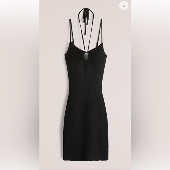NWT A&F Strappy Halter Mini Dress Black - Picture 2 of 9